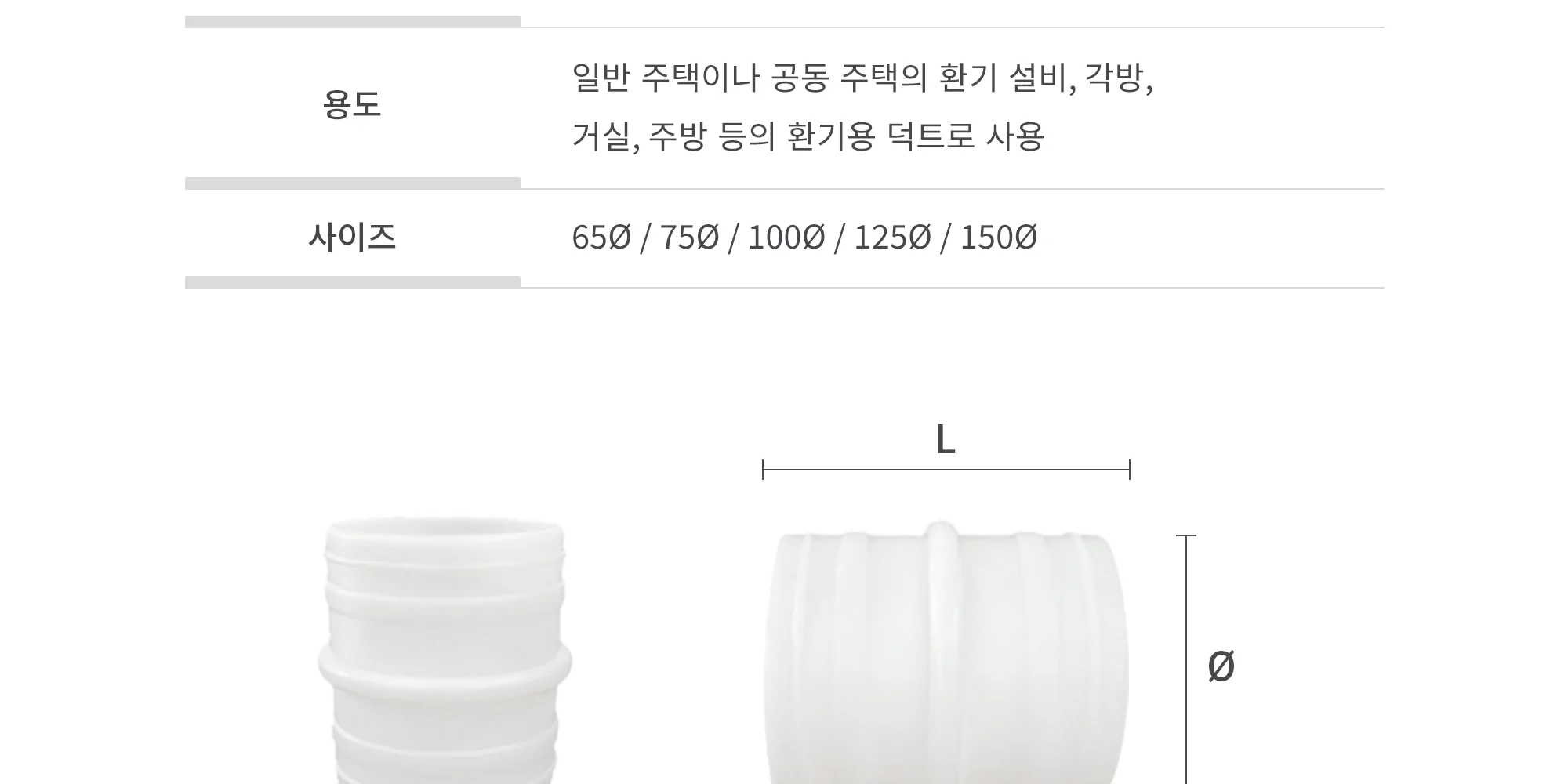 HDPE 덕트자재 소켓 65파이~150파이 1박스 10개 상세 이미지 9