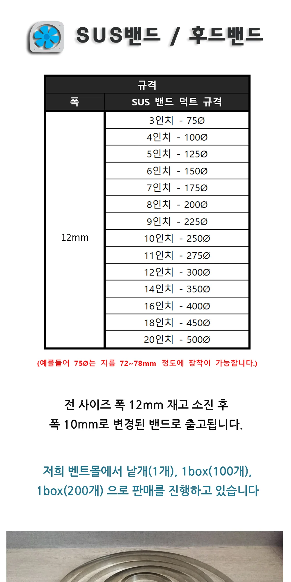 긴나사형 SUS밴드 / 호스밴드 1박스 200개 상세 이미지 2